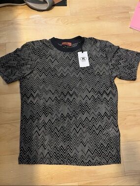 Missoni Black & White Zigzag Short Sleeve Crew Tee